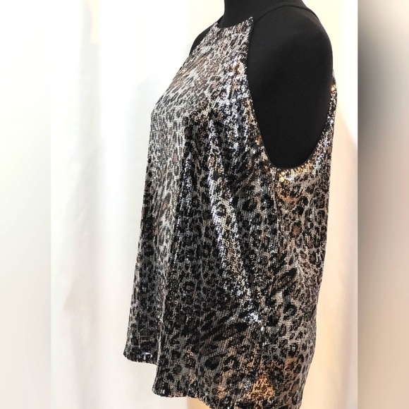 I.N.C. Animal Print Sequined Halter Top - Size L - Picture 4 of 11